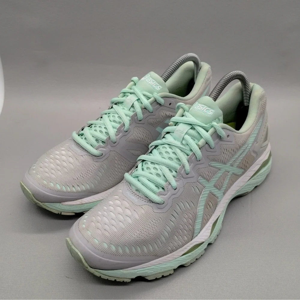 ASICS Gel-Kayano 23 Silver Mint Green Running Shoes Women 9 Athleisure Sports